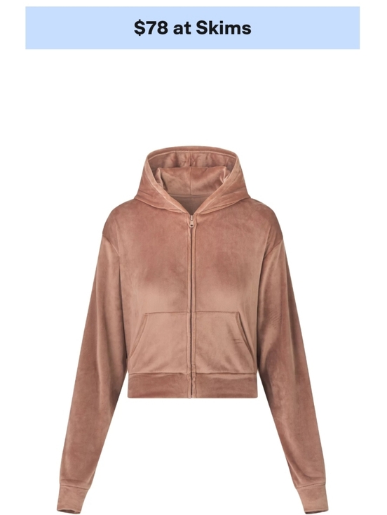 SKIMS Sweaters - SKIMS Velour Zip Up Hoodie Sienna Chocolate Brown Y2K Cybercore Large